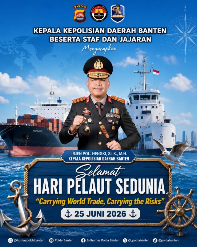 Polda Banten Ucapkan Selamat Hari Pelaut Sedunia 2026, Apresiasi Dedikasi Pelaut Menjaga Jalur Perdagangan Dunia