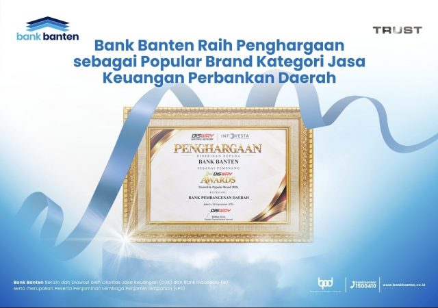 Bank Banten Raih Penghargaan sebagai Popular Brand Kategori Jasa Keuangan Perbankan Daerah